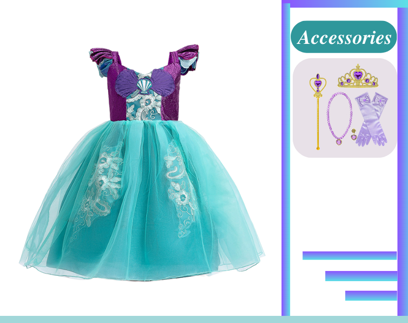 Princess Ariel Mermaid Inspired Girls Dress Costume Cosplay SkipStars Princess Ariel Mermaid Inspired Girls Dress Costume Cosplay SkipStars