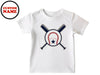 a t - shirt with a baseball bat and ball on it