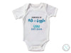 Personalize Name And Date Short Sleeve Baby Bodysuit for Boys  with Milk And Giggles