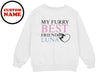 a white sweatshirt with the words, my furry best friend luna on it