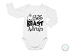 a baby bodysuit with the words boo beast adrian on it