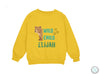 a yellow sweatshirt with a brown bear on it