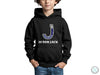 a young boy wearing a black hoodie that says j is for jack