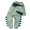 SkipStars Full Sleeve Dino Theme Sweetshirt & Trouser Boys 2 Piece Outfit Set, Green