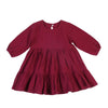 SkipStars Full Sleeve Plain Ruffle Flutter Girls Dress, Red