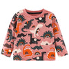 SkipStars Full Sleeve Dino & Rainbow Pattern Girls Sweatshirt, Pink