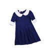 SkipStars Full Sleeve Beautiful White Collar Girls Dress, Blue