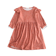 SkipStars Girls Full Sleeve Polka A Dot Dress , Dusty Pink