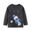 SkipStars Milkyway-Space Patterened Top, Charcoal Grey