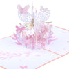 Handmade 3D Flying Butterfly & Flowers Pop-Up Greeting Card - Perfect for Weddings, Congrats, Thinking of You and Thank You!