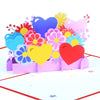 Personalized 3D Flower & Harts Romantic Pop Up Greeting Card - Handmade Thinking of You, Congrats, Wedding and Thank You