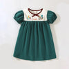 Flowers Girl Green Short Sleeve Summer Dress