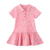 Unicorn Designed Pink Short Sleeve Girls Summer Tutu Dress