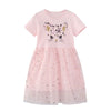 Little Princess Cat Pattern Pink Short Sleeve Summer Dress