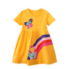 Girls Rainbow and Butterfly Pattern Short Sleeve Dress