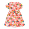Rainbow Pattern Pink Short Sleeve Girls Summer Tutu Dress