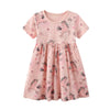Girls Unicorn Design Pink Short Sleeve Summer Dress